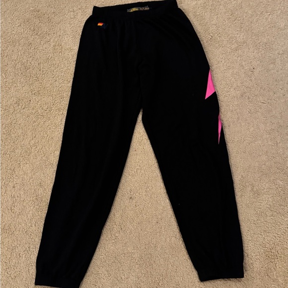 AVIATOR NATION Bolt Sweatpants!!! Black// Neon Pink (M) - Picture 4 of 5